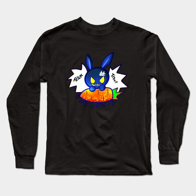 Cute Jack O Lantern Bunny Halloween Trick Or Treat Graphic Illustration Novelty Long Sleeve T-Shirt by MaystarUniverse